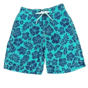 Surf & Swim Company Trunks Size Small Men’s Blue & Turquoise Floral Beach Resort